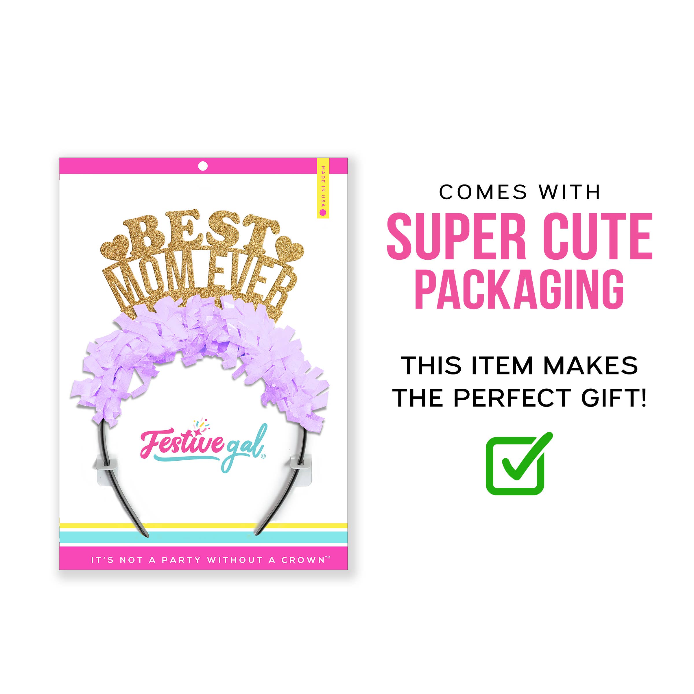 Festive Gal - Wholesale Party Hat/Crown - Best Mom Ever Mother's Day Headband2