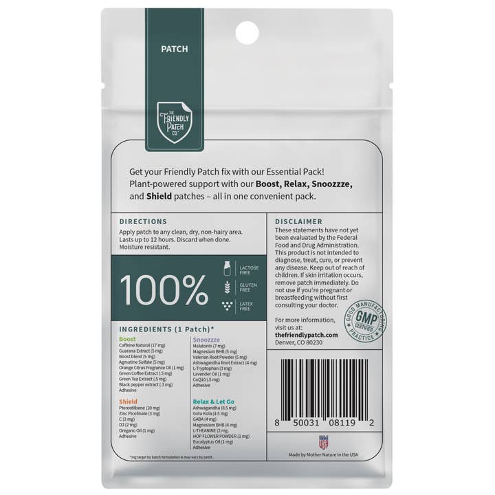 Friendly Patch CO - Wholesale Oral Supplement/Vitamin - The Essentials Pack - 2 energy, 2 sleep, 2 stress, 2 immune1