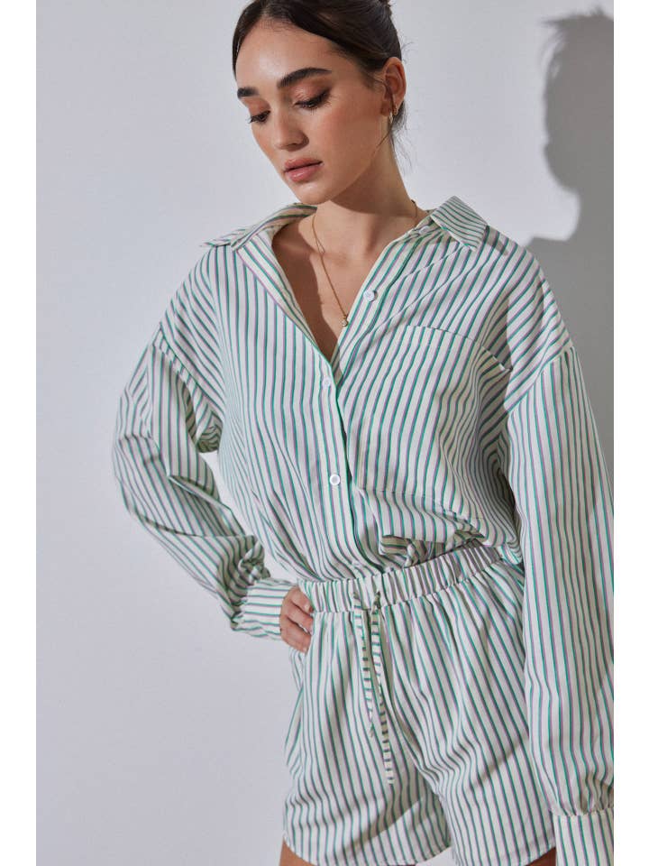 Strut & Bolt - Venta al por mayor Camisa con botones - Mujer - Camisa extragrande de rayas10