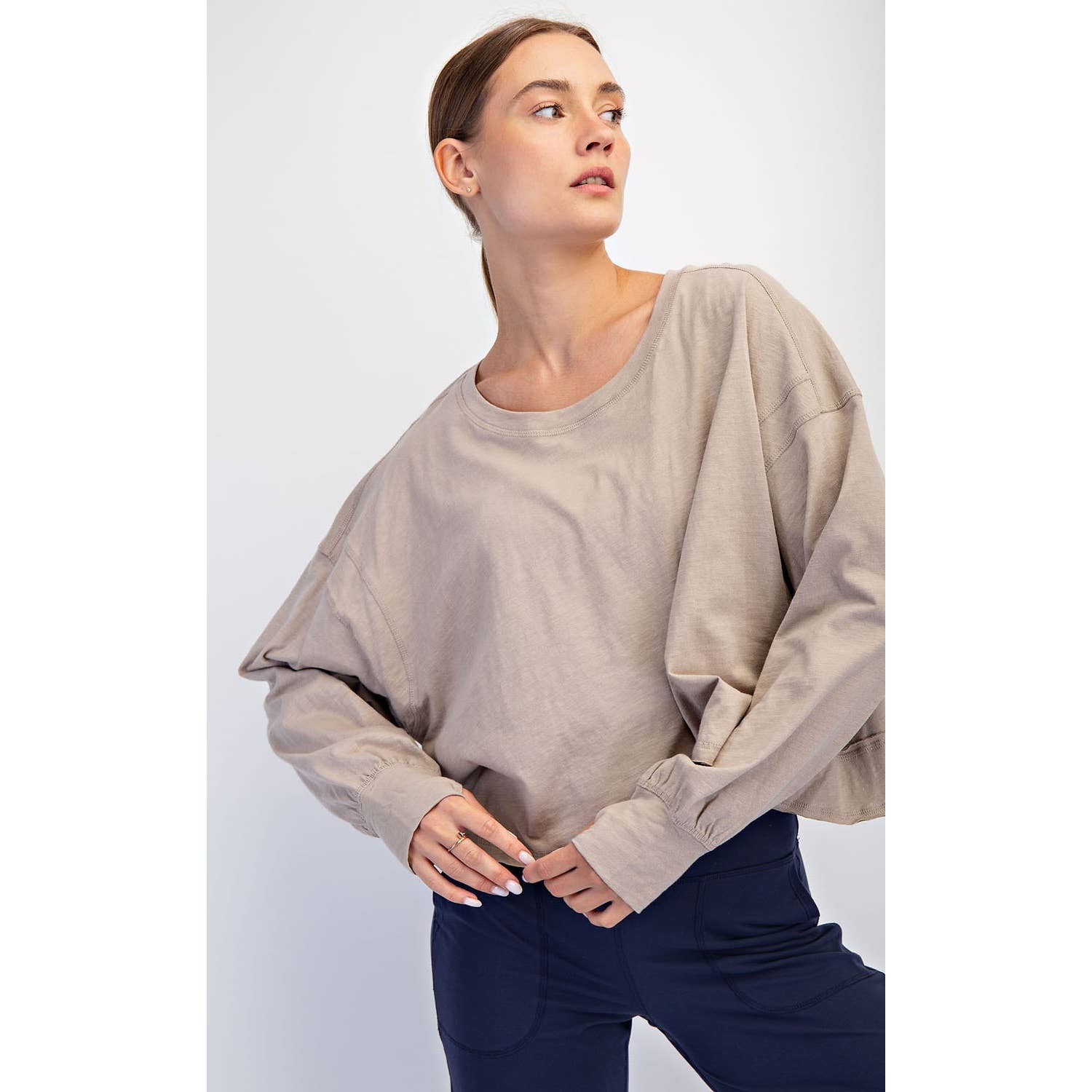 Rae Mode - Wholesale Lounge Top - Women's - COTTON SLUB OPEN BACK LONG SLEEVE TOP4