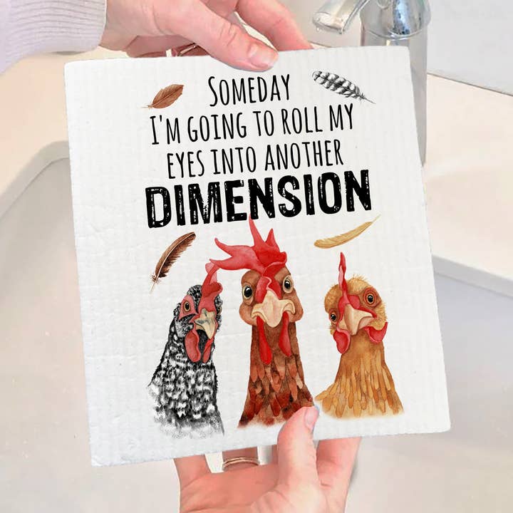 Rolling my eyes into another Dimension Swedish Dish Cloth for wholesale by Avery Lane Gifts