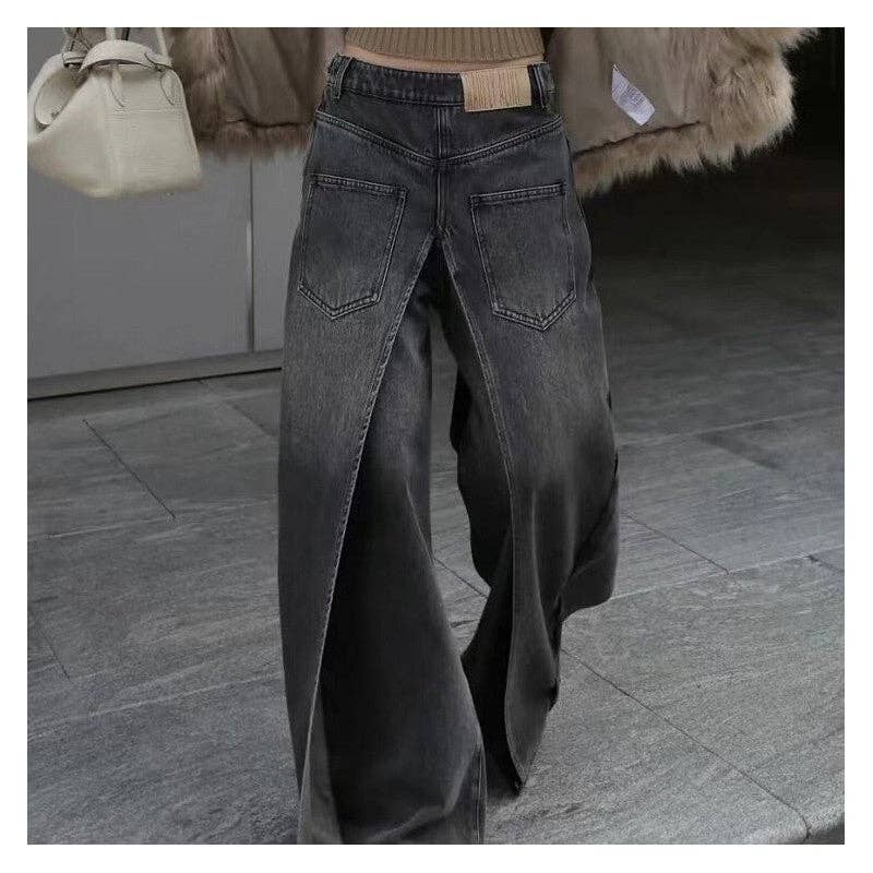 Sheer Trend - Wholesale Jeans - Women's - Reversible Loose Wide Leg Denim Pants3
