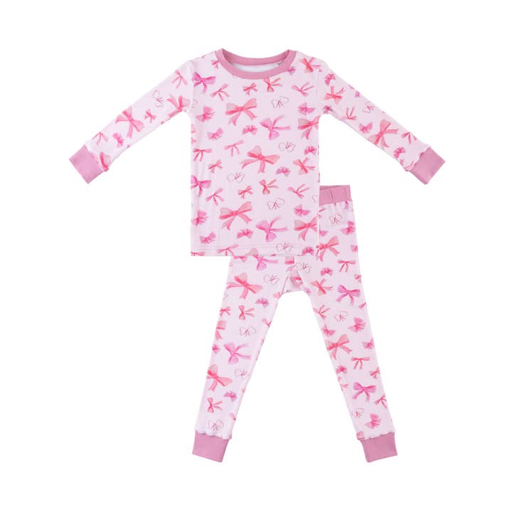 Kleinkind/Kinder Bambus-Pyjamas - Rosa Schleifen für den Großhandel von Dreamland Baby