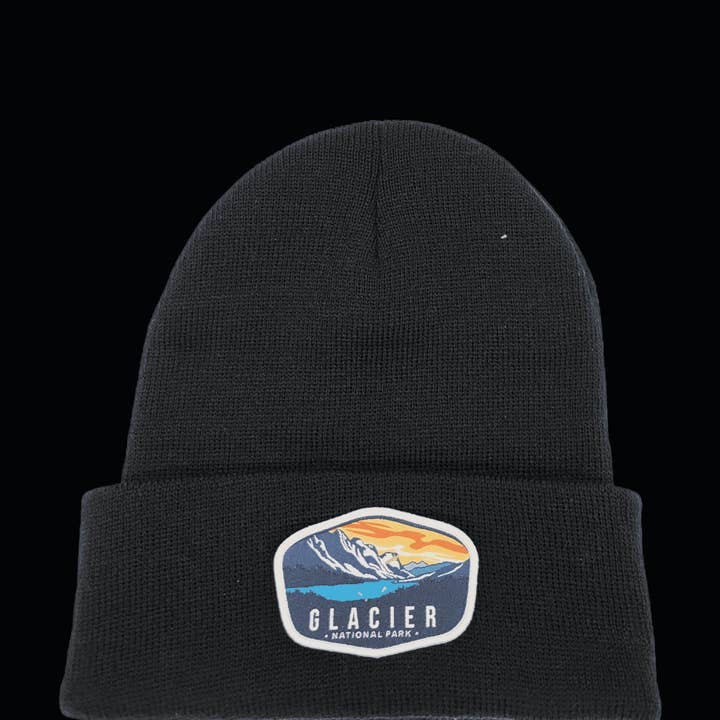 PNW Apparel - Wholesale Beanie - Unisex - Glacier National Park Beanie – Mountain Sunrise Patch