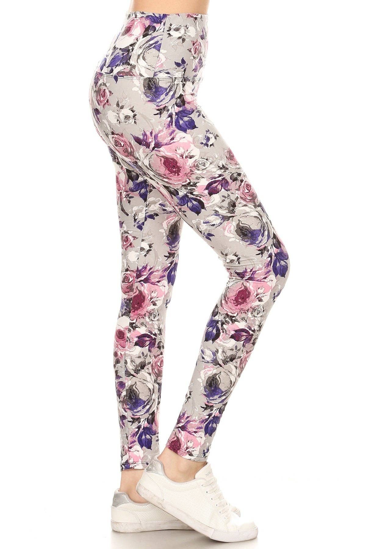 CC Wholesale Clothing - Vendita all'ingrosso Leggings sportivi/loungewear - Donna - Legging lavorato a maglia con stampa floreale foderata in stile yoga lungo 5 pollici con vita alta2