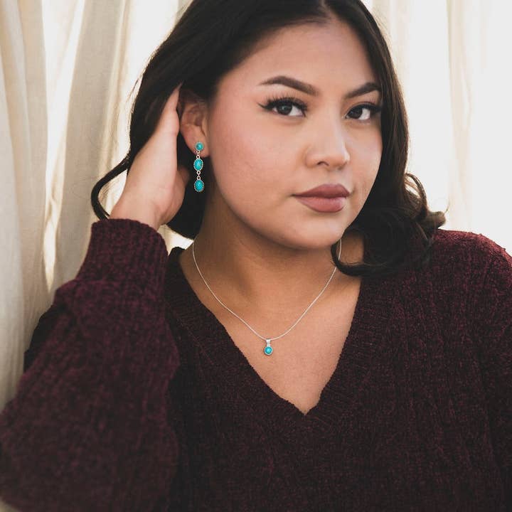 T.Skies Jewelry – Colar pingente/pendente por atacado – Radiante: Pendente Heartstone Turquesa2