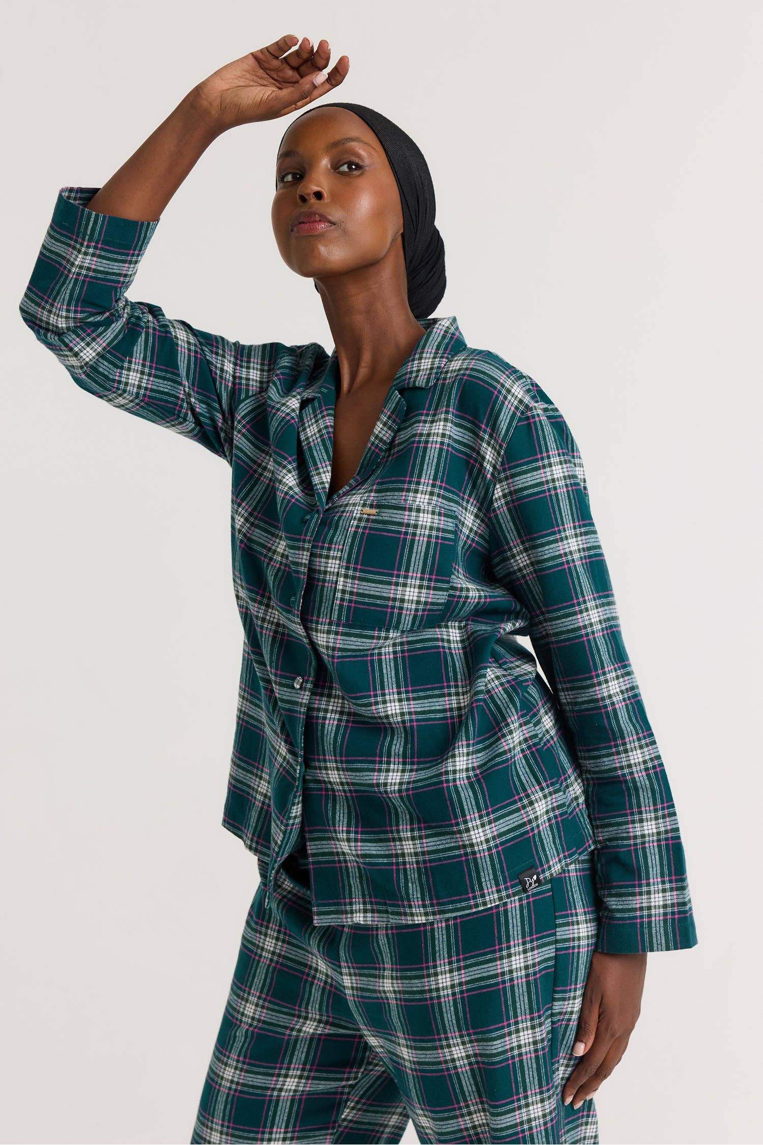 Plaid Long Pyjama Set in Green for wholesale on Faire5