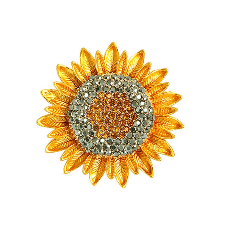Girasole Spilla a Forma di Girasole Brillante Placcata in Oro con Strass in vendita all'ingrosso su Faire6