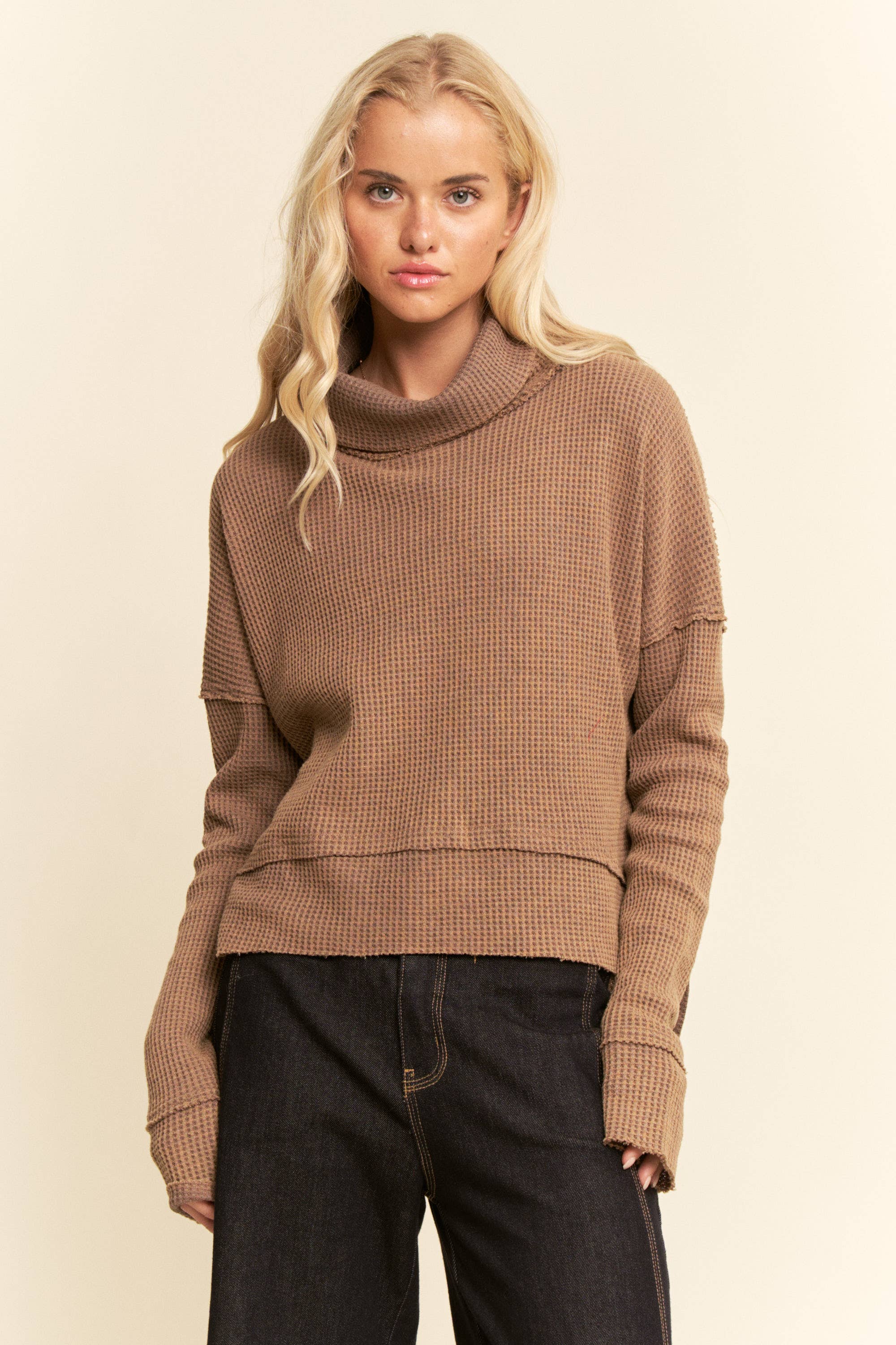 Davi & Dani - Wholesale Sweatshirt - Women's - TURTLE NECK SIDE SLIT SWEATSHIRTS8