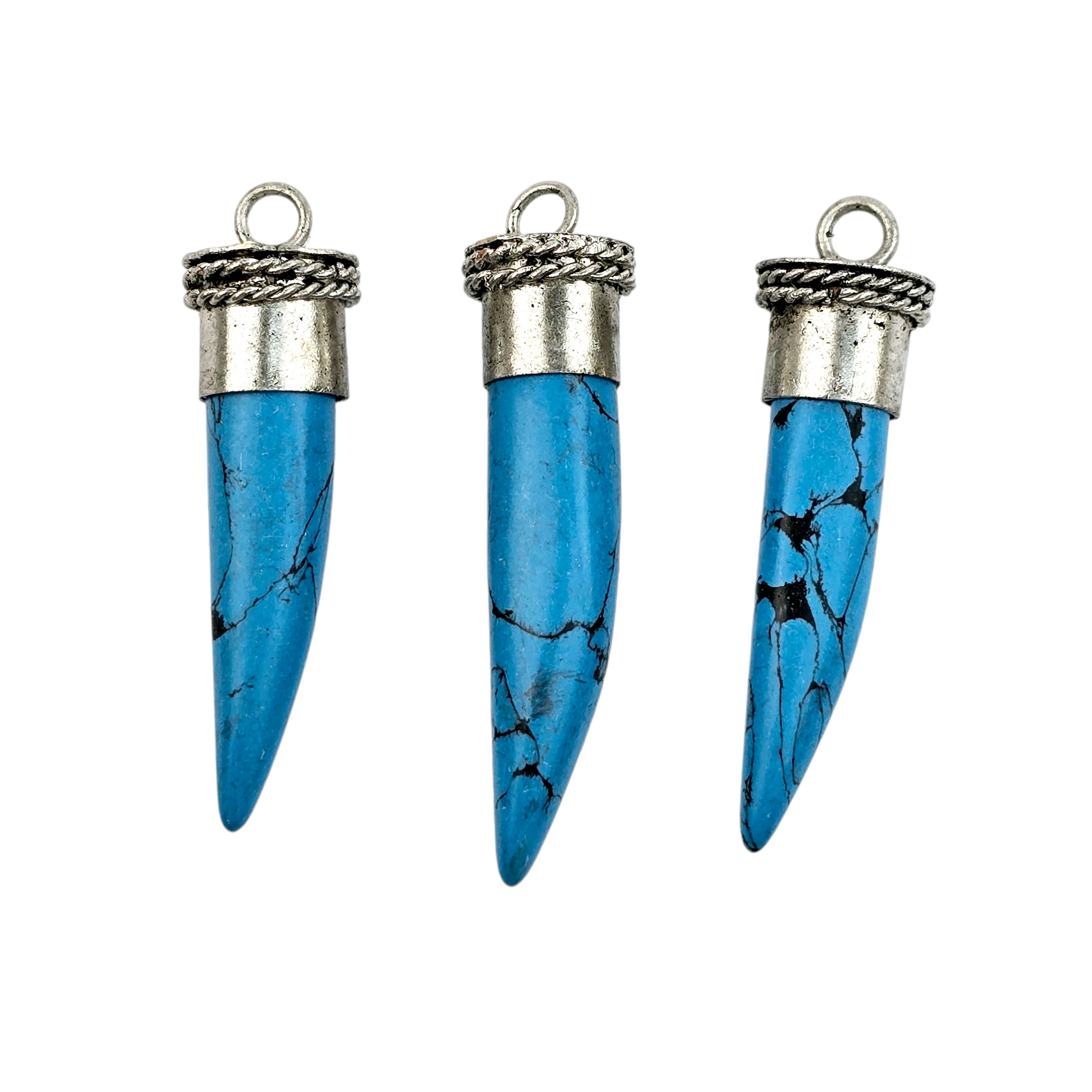 Jewelers Paradise - Wholesale Individual Charm/Pendant - Howlite Tibetan Horn Pendant You Choose Color and Finish1