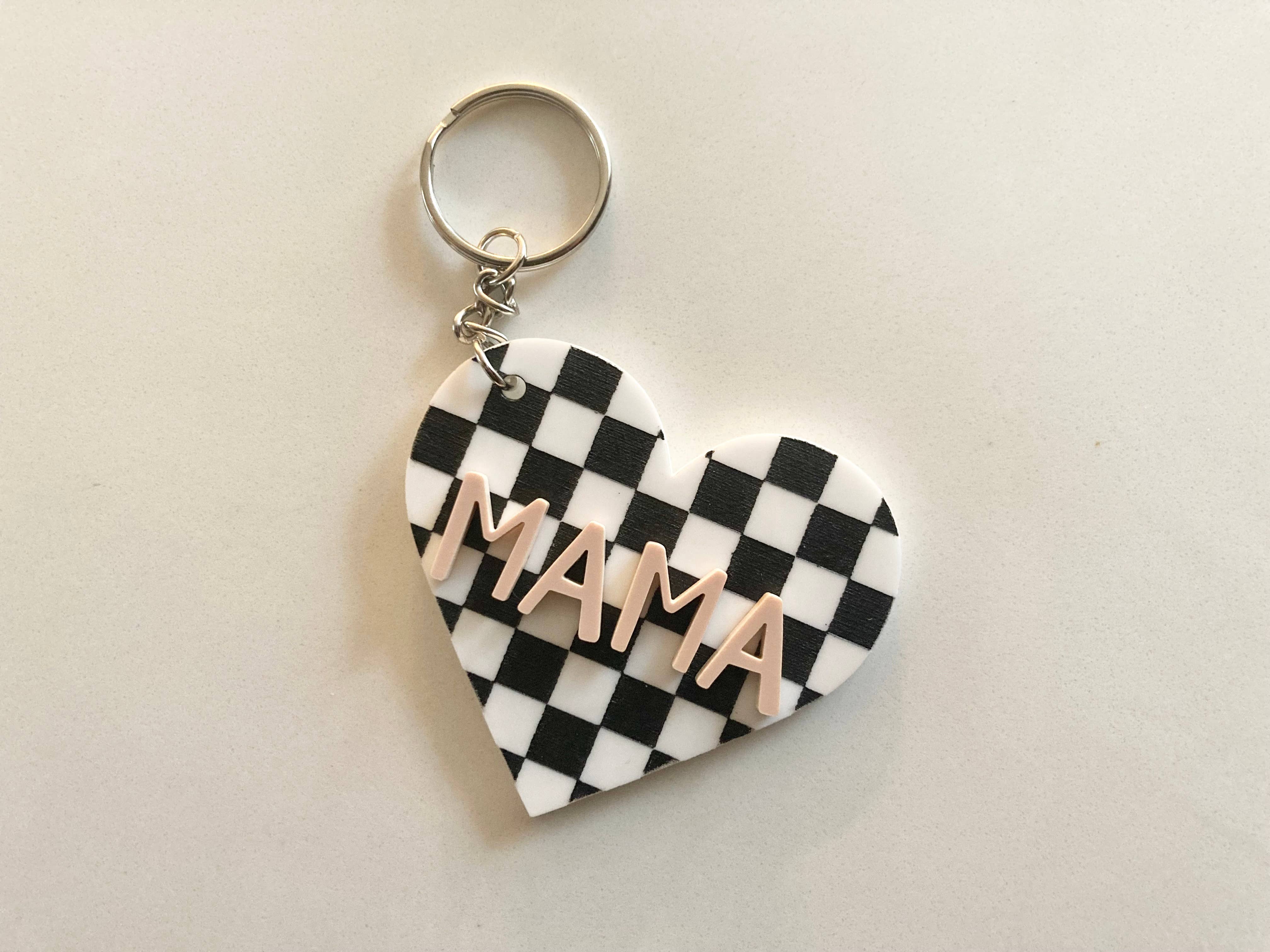 Cope and Co Custom Signs - Wholesale Keychain - Women's - Checkered Heart Mama Keychain3