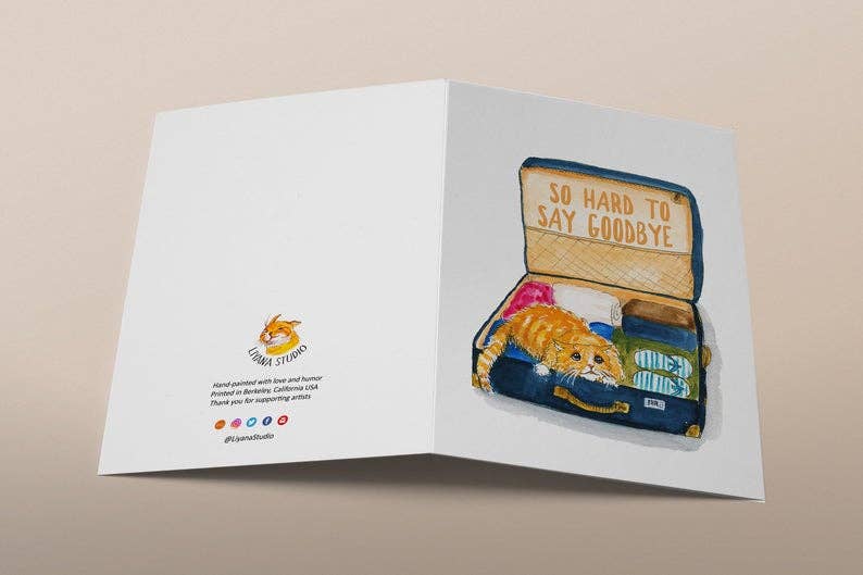 Liyana Studio – Engroshandel Afskedskort – Bagage Cat - Funny Farvel Card2
