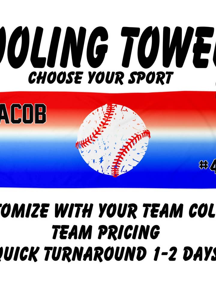 Baseball Cooling Towel with Ombre Background for wholesale by Fan Star Jewelry