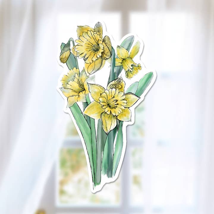 Daffodils, Watercolor Flower Sticker, Wildflower Decal for wholesale by Katekreates