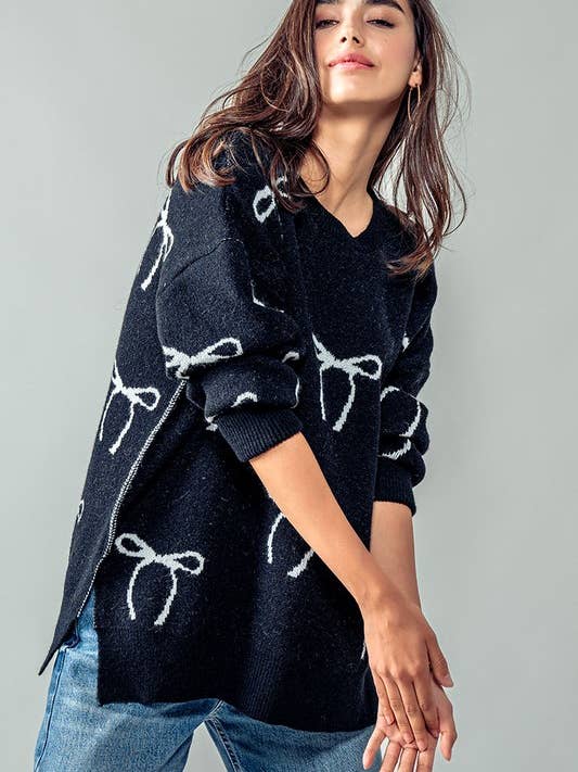 Urban Daizy - Wholesale Knit Sweater - Women's - Flirty Bow Knit Sweater