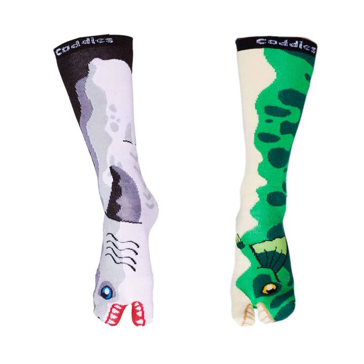 Calcetines Coddies Two Toe Fish (paquete de 2) | Calcetines divertidos, novedosos para venta al por mayor de Coddies