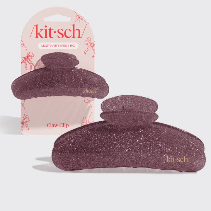 KITSCH - Wholesale Hair Clip - Women's - Holiday Pink Glitter Claw Clip