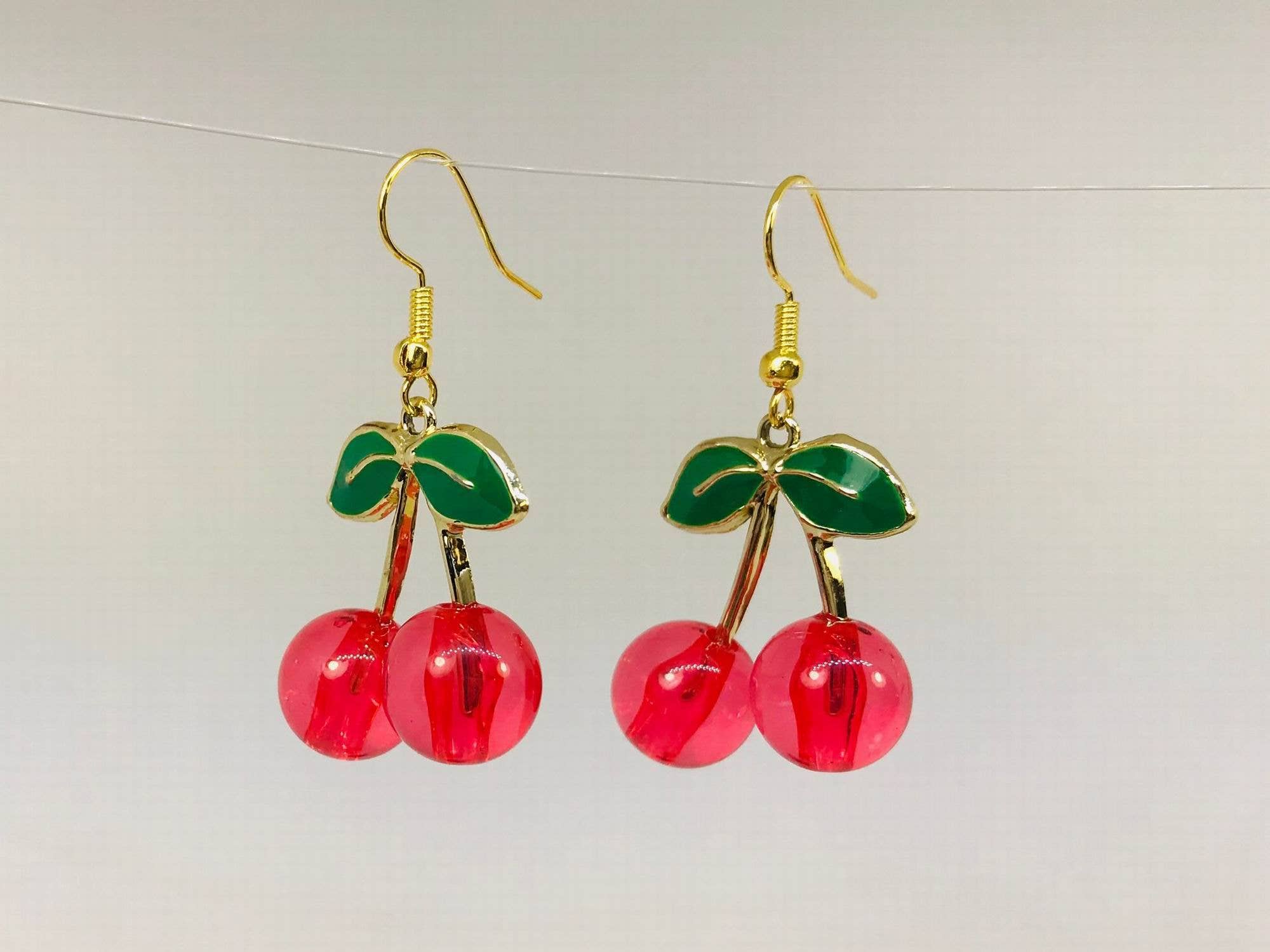 SimpleNGreat - Wholesale Dangle Earrings - Acrylic Red Enamel Cherry Earrings1
