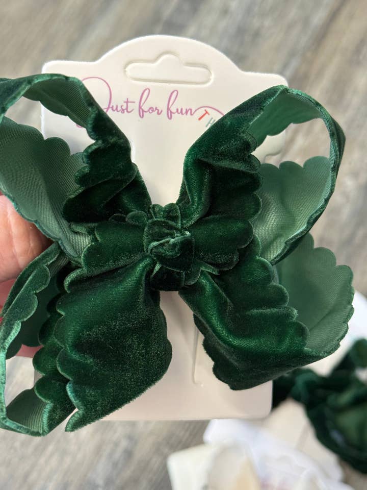 Velvet Scallop Holiday Bows for wholesale by Just For Fun Threads