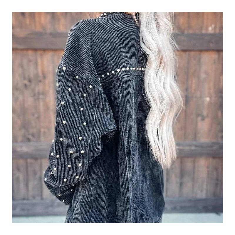 kycozy – wholesale Jacket – Women's – Stylish Corduroy Short Jacket With Rivets For Casual Wear1