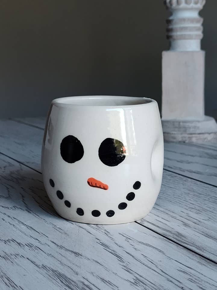 Ceramic Wine Glass – Snowman Face (10–12 oz) for wholesale by Rise and Design Art Studio