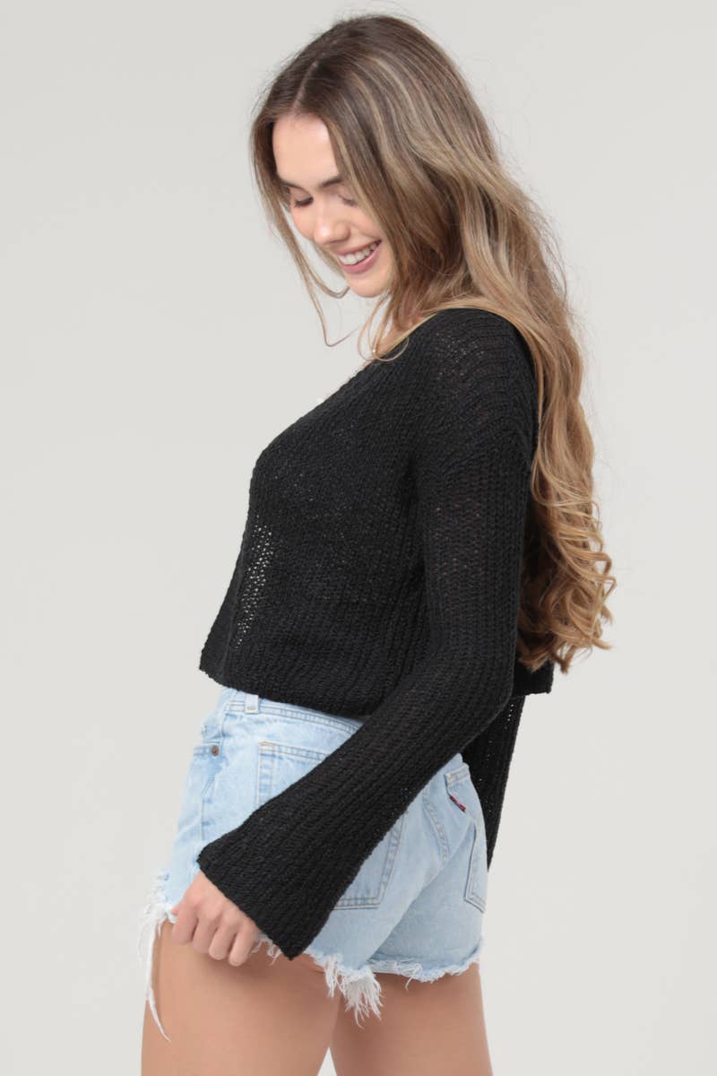 ANGIE - Wholesale Cardigan - Women's - XHT53-ASIS LIGHT WEIGHT FLARE SLEEVE CARDIGAN5