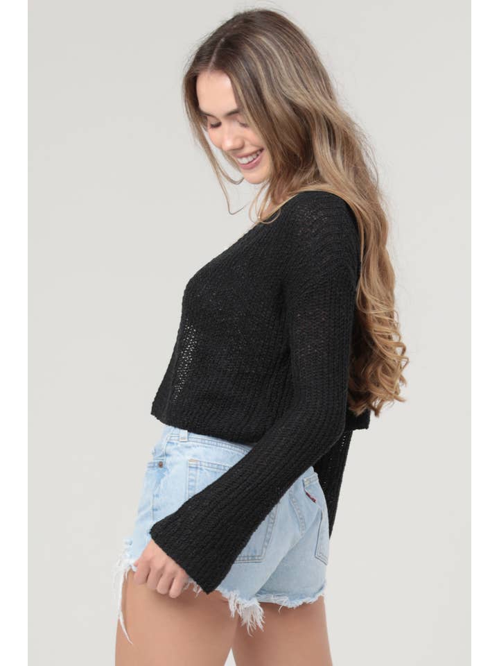 ANGIE - Wholesale Cardigan - Women's - XHT53-ASIS LIGHT WEIGHT FLARE SLEEVE CARDIGAN5