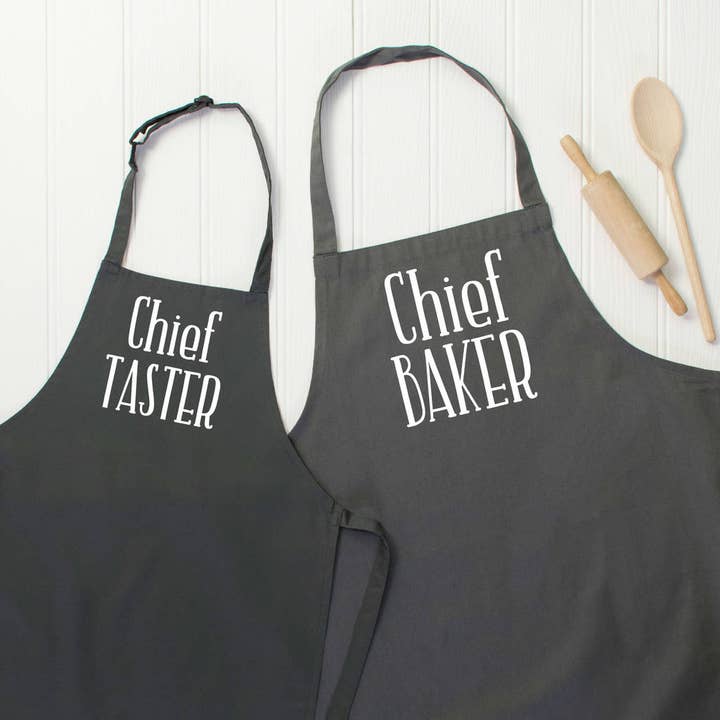 Chief Baker / Chief Taster Matching Apron Set for wholesale by Lovetree Design