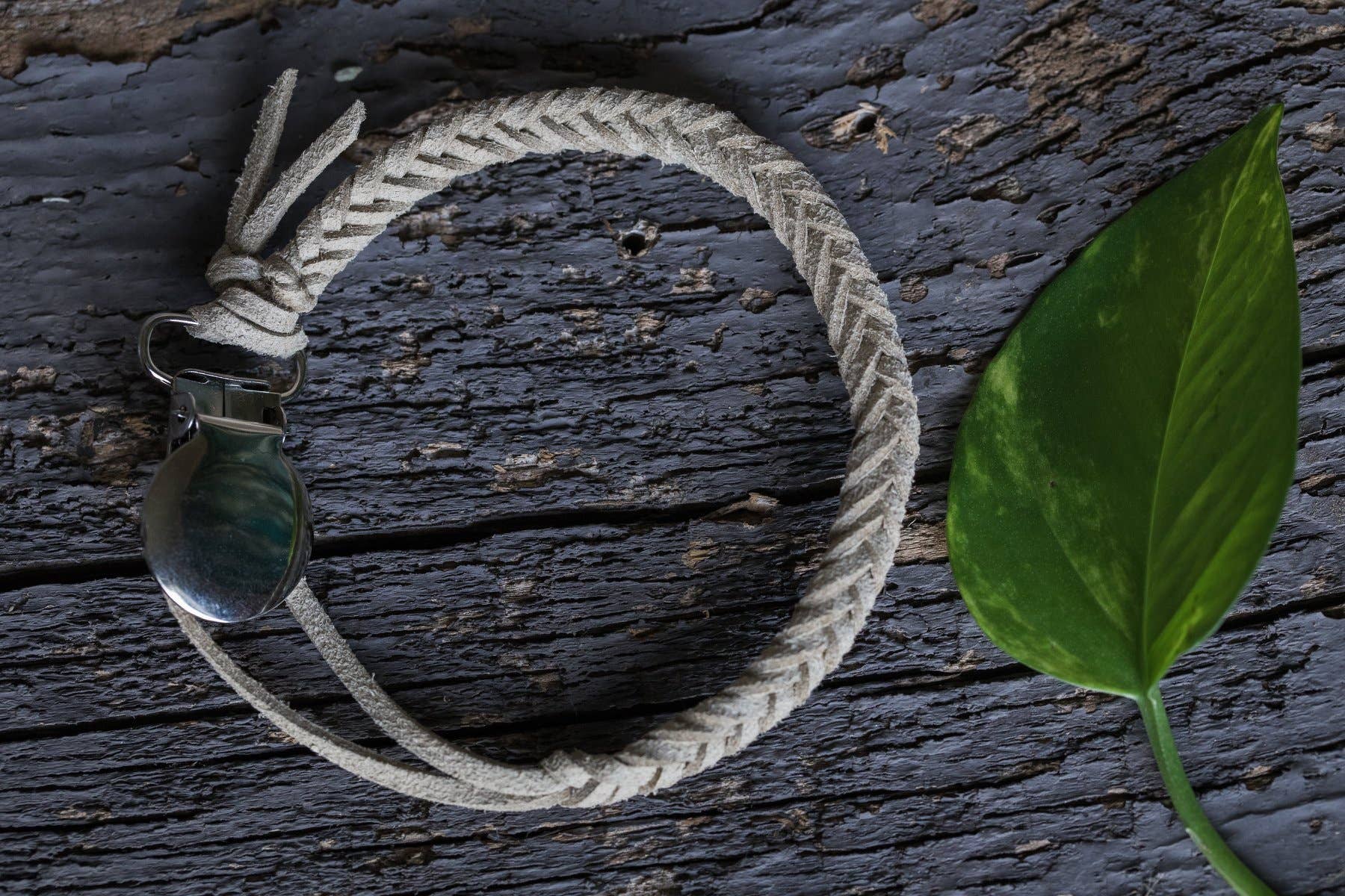 Brombie - Wholesale Pacifier Clip - Baby - Braided faux leather pacifier clip with metal attachment17