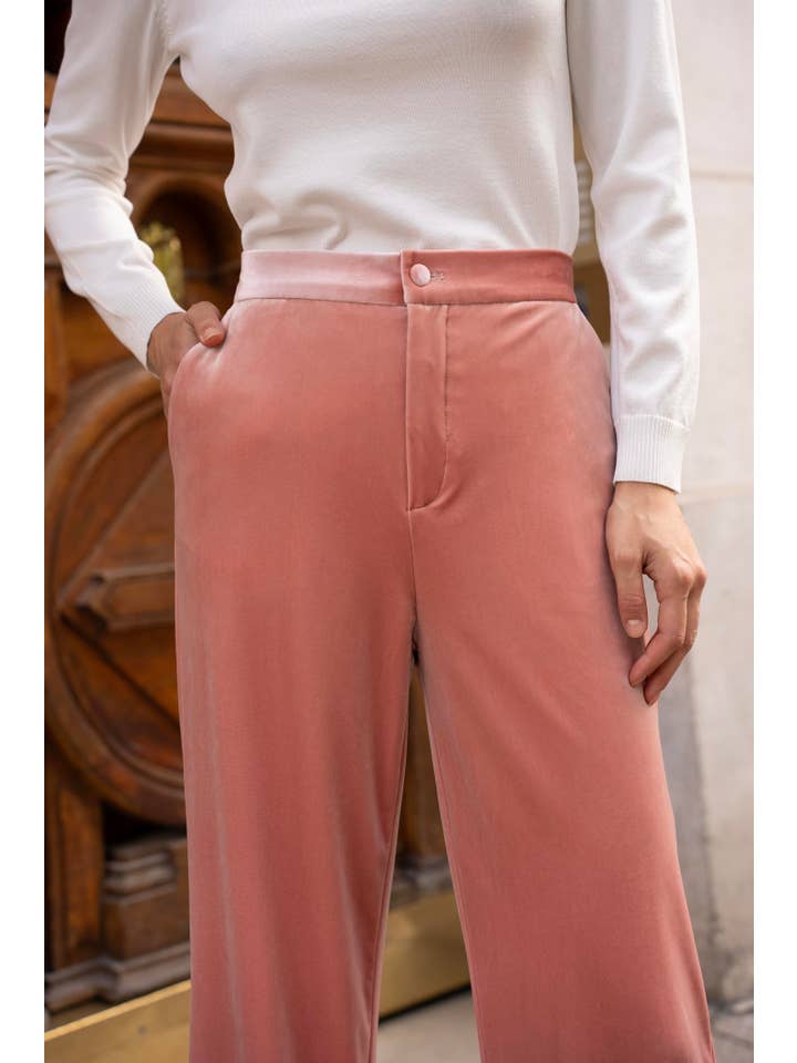 CHOKLATE PARIS - Wholesale Pants – Women's - High-waisted straight-cut velvet trousers - P222815