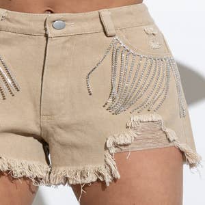 Rhinestone Denim Shorts - Southern Trends