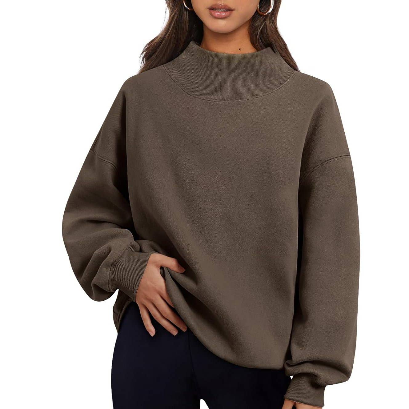 Sheer Trend - Vente Sweat-shirt – femme - Sweat-shirt uni à col montant en polaire/non-polaire11