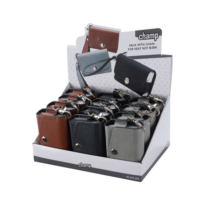 Square leather case for electronic cigarette for wholesale by Champ by Polyflame