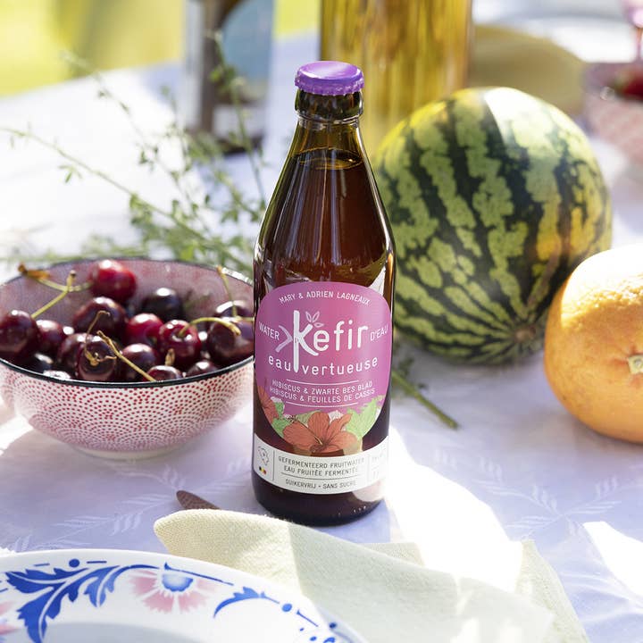 Kéfir Eau Vertueuse - Wholesale Non-Alcoholic Aperitif/Mocktail - Kefir Virtuous Water Hibiscus/Blackcurrant Leaves - BIO-VIVANT3