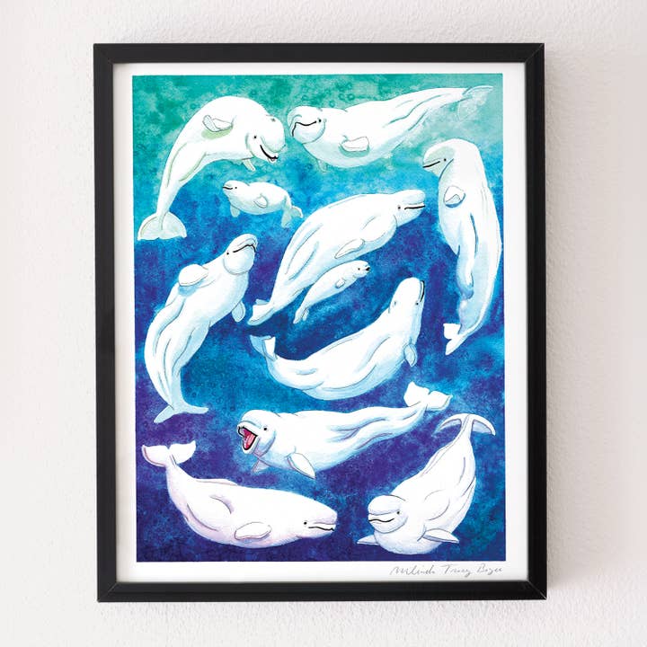 Beluga Depths Print for wholesale by Party Mouse Studio