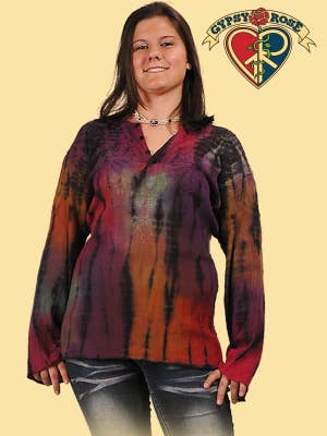 Gypsy Rose - Vendita all'ingrosso Tunica - Donna - Kurta in cotone stropicciato con ricamo e tye dye Bright Side of Life