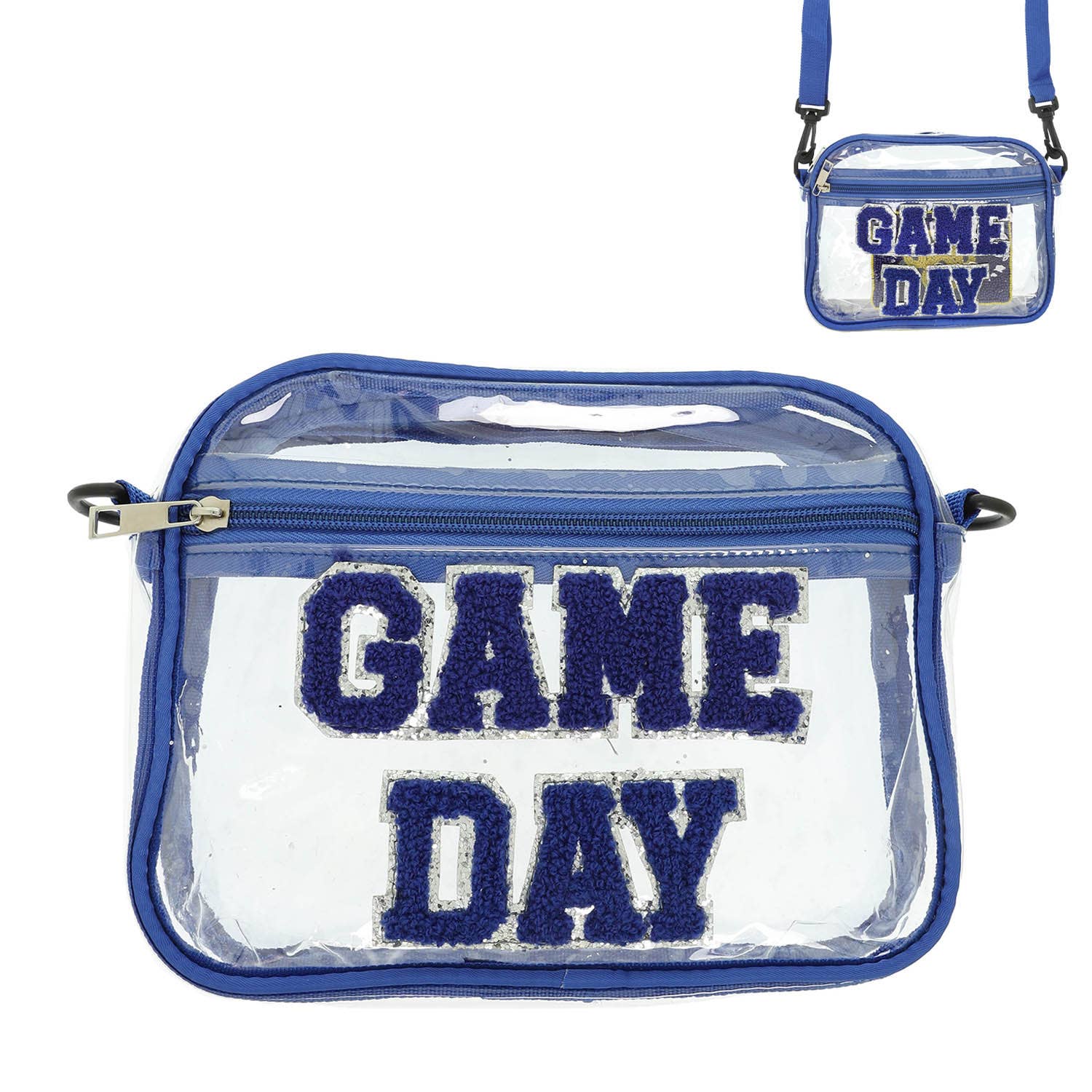 SP Sophia Collection - Wholesale Crossbody Bag - Women's - "Game Day" Fuzzy Chenille Clear Crossbody Bag3