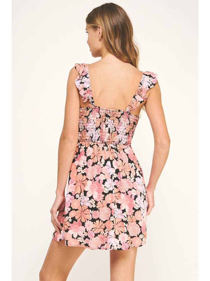 NOI/COU/FUS ROBE COURTE CINTRÉE À MANCHES VOLANTES en vente sur Faire3