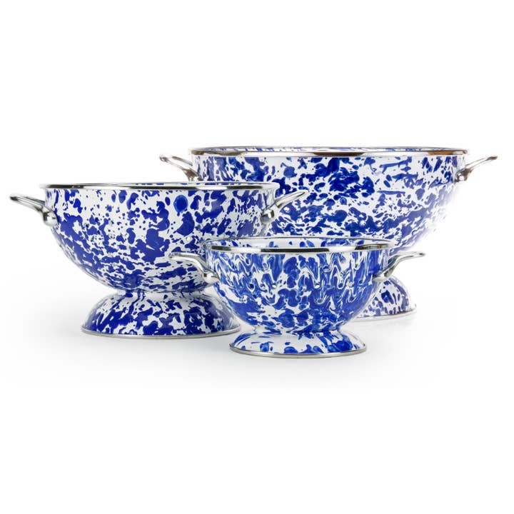 Golden Rabbit Home - Wholesale Colander - Cobalt Swirl Set Of Colanders