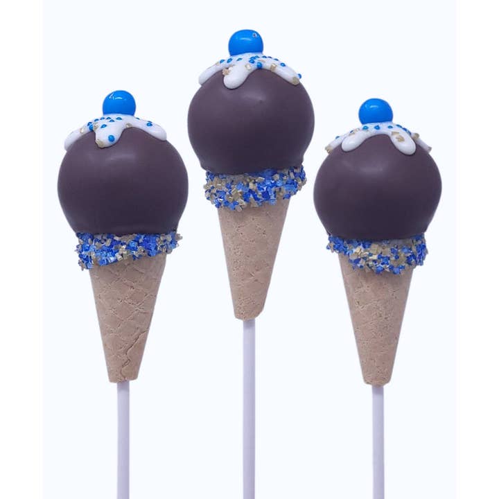 Ice Cream Cone Cake Pops - Hanukkah for wholesale by Wild Angel Treats, LLC