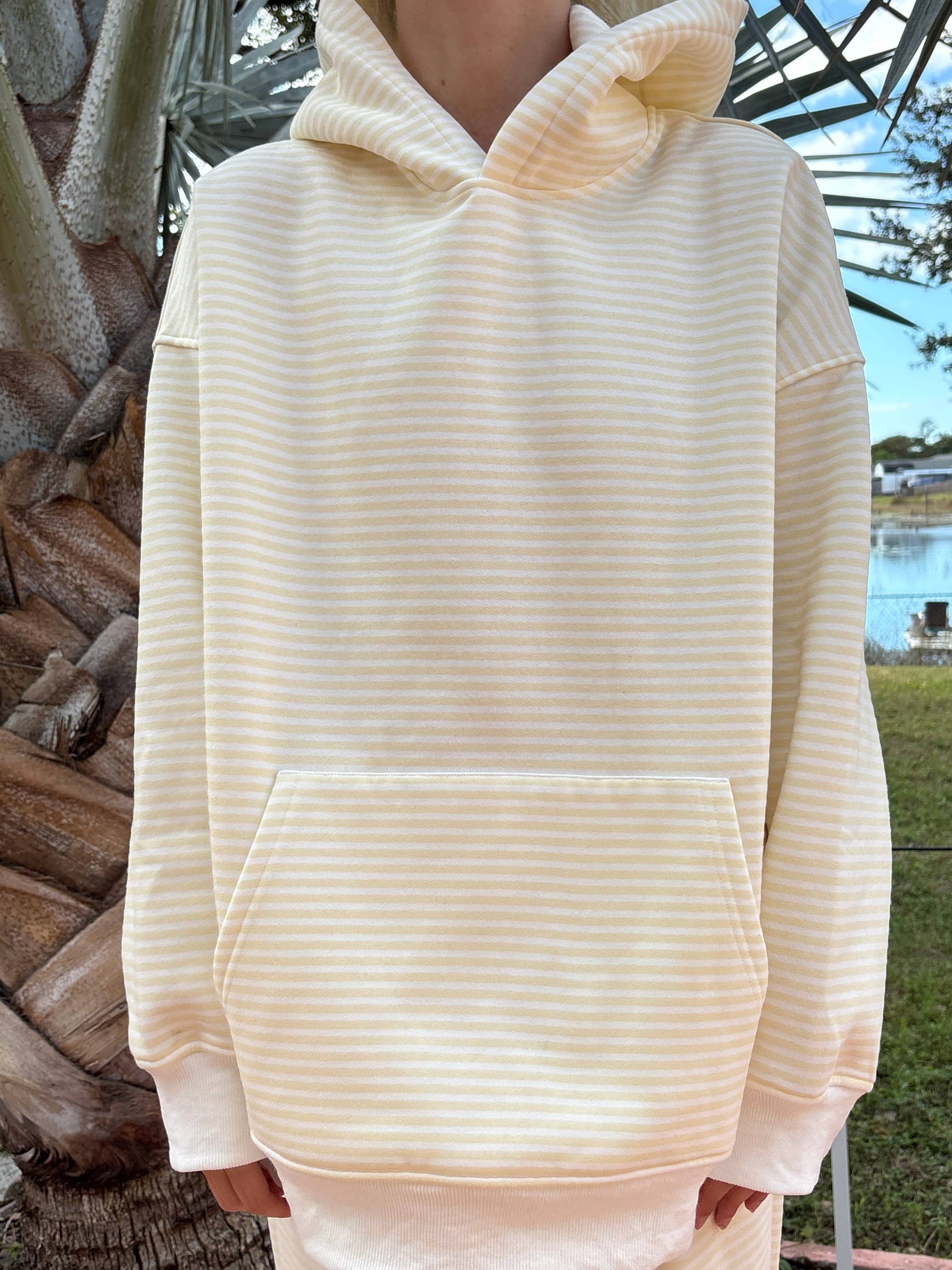 Baby Yellow and White Big Striped Hoodie for wholesale on Faire8