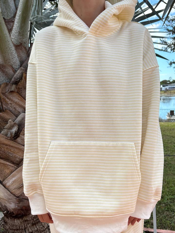 Baby Yellow and White Big Striped Hoodie for wholesale on Faire8
