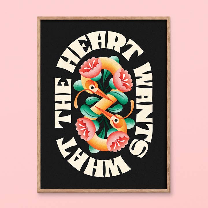 Hart wil wat het hart wil kunstdruk | Love Home Decor voor wholesale door Julie Solvstrom Illustration