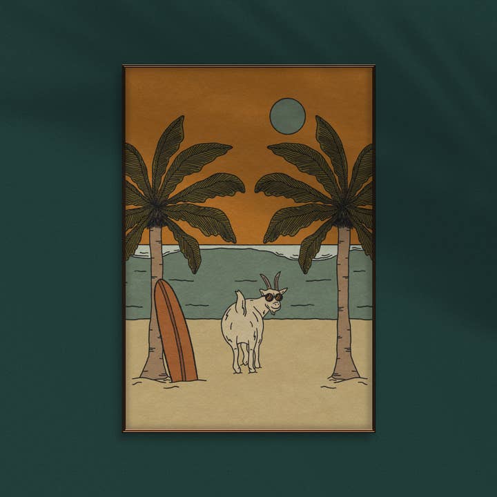 Kick Step Design - Wholesale Art Print - Goat Surfer Print3