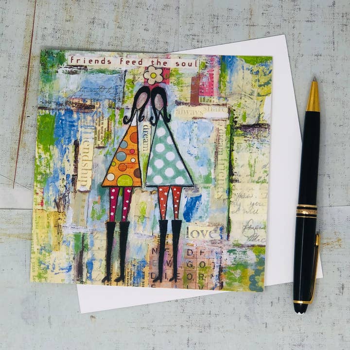 FRIENDS FEED THE SOUL NOTECARD for wholesale by Vintage Girl Designs LLC
