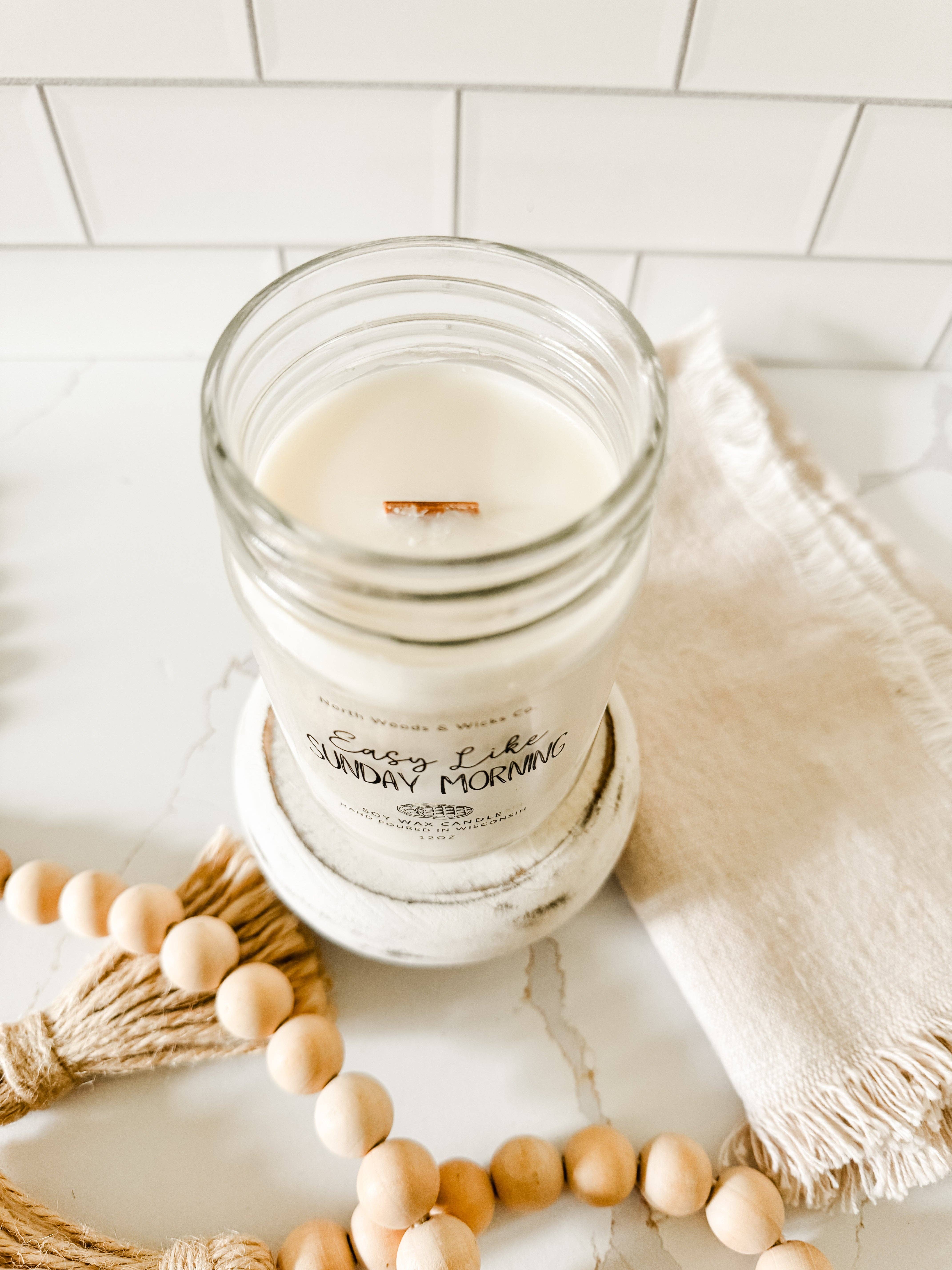 North Woods & Wicks Co - Wholesale Jar/Filled Candle - Easy Like Sunday Morning- Blueberry Pecan Waffles 12oz Candle1