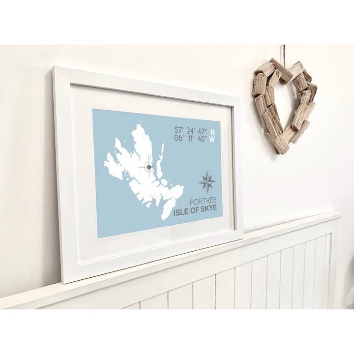 Portree Coastal Map Print for wholesale by SeaKisses