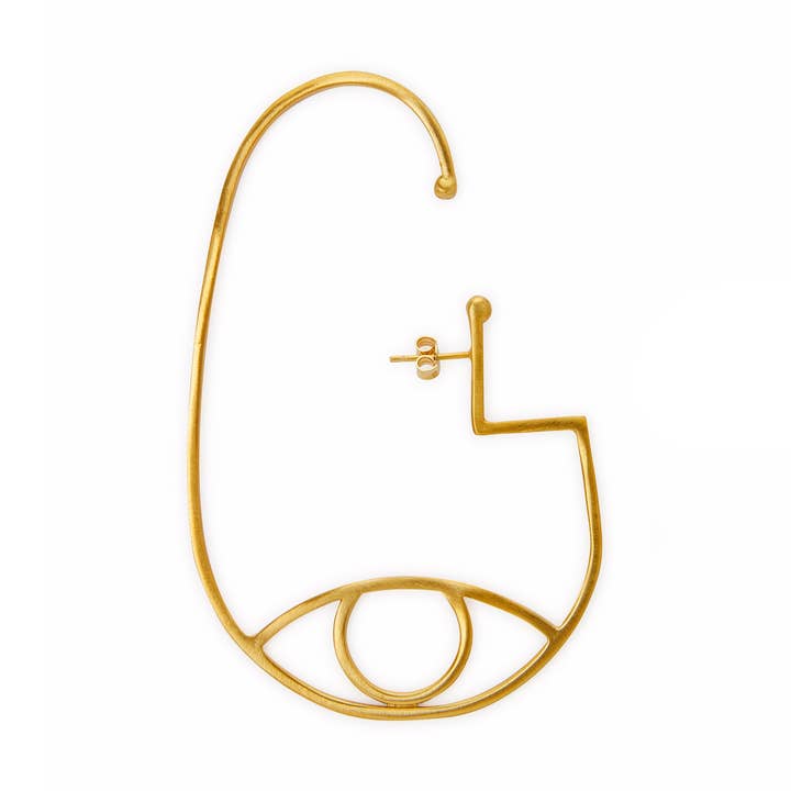 Eye Ear Cuff enkele oorbel van messing voor wholesale door Lilian Syrigou