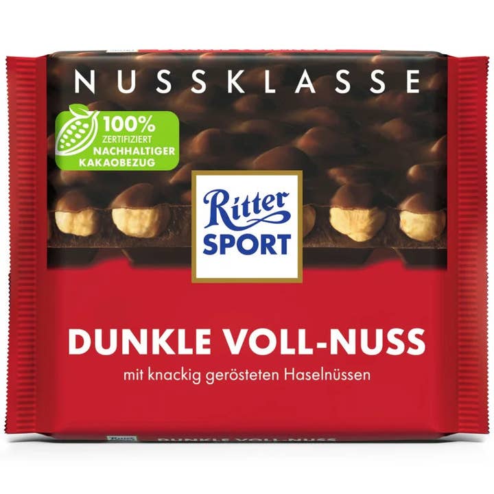 Ritter Sport Dark Whole Hazelnuts 100g (Germany) for wholesale by Global Bite Co