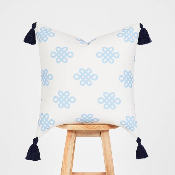 Hofdeco - Wholesale Throw Pillow Cover - Coastal Boho Indoor Outdoor Pillow Cover, Orient, Knot, Blue5